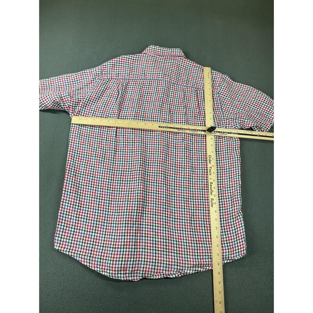 Orvis Shirt Mens Medium Multicolor Check Linen Short Sleeve Button Up Casual - Picture 4 of 7